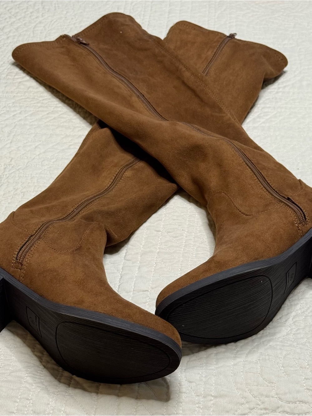 Source Unknown Brown  Faux Suede Over-the-Knee Boots